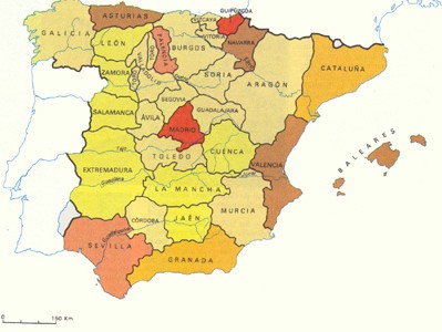 Intendencias en el XVIII. Los inicios del provincialismo español.  Crédito: malaga.es