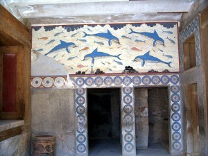 Fresco de los delfines en el Palacio de la Reina. Cnossos