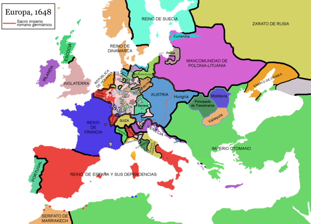 Mapa de Europa en 1648 (Antiguo Régimen)