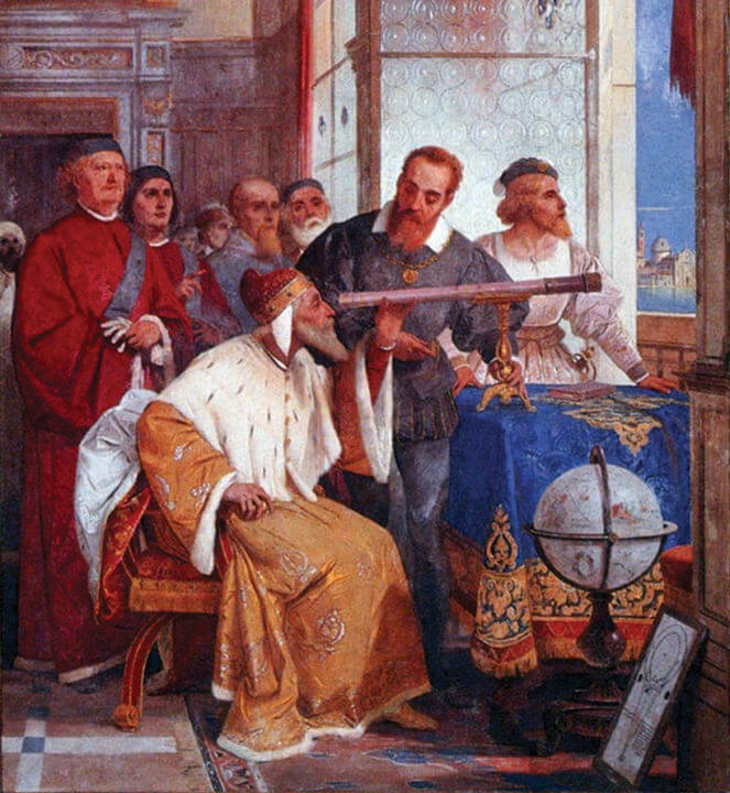 Galileo Galilei con el telescopio