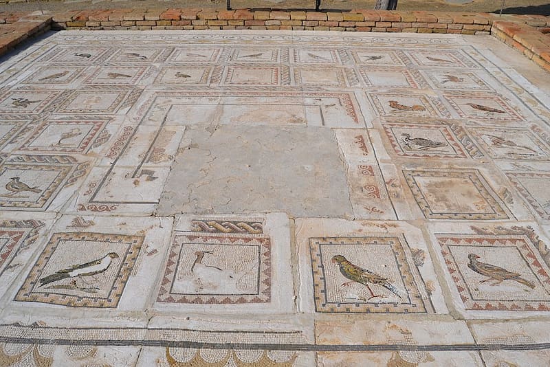 Mosaico de los pájaros en Itálica