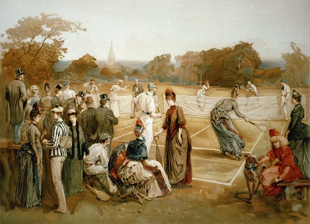 Ilustración fiebre del tenis s. XIX